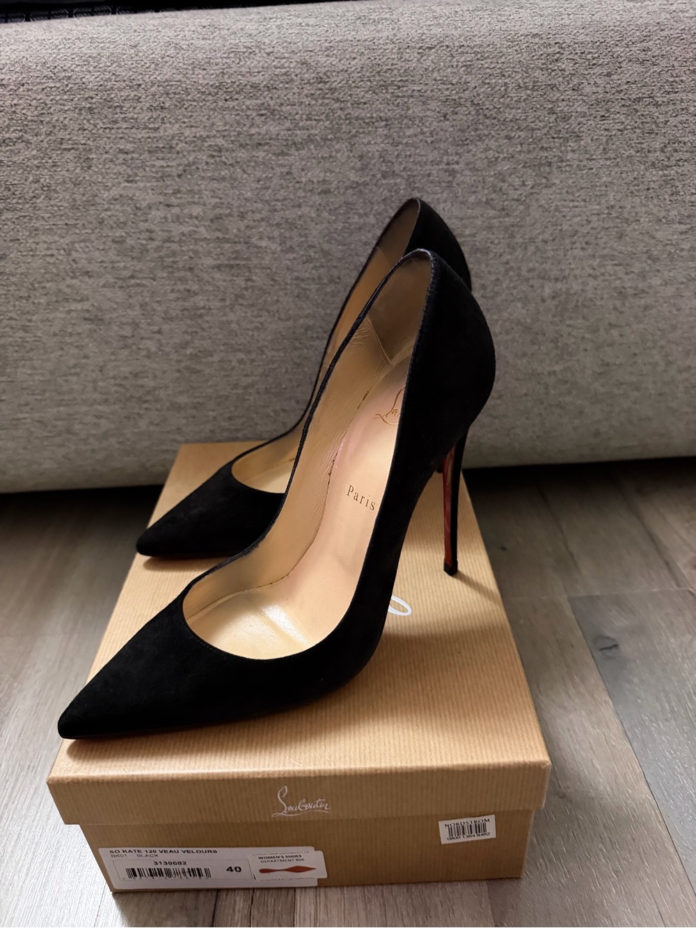Christian Louboutin So Kate 120 Suede Pumps – Black | Size 40